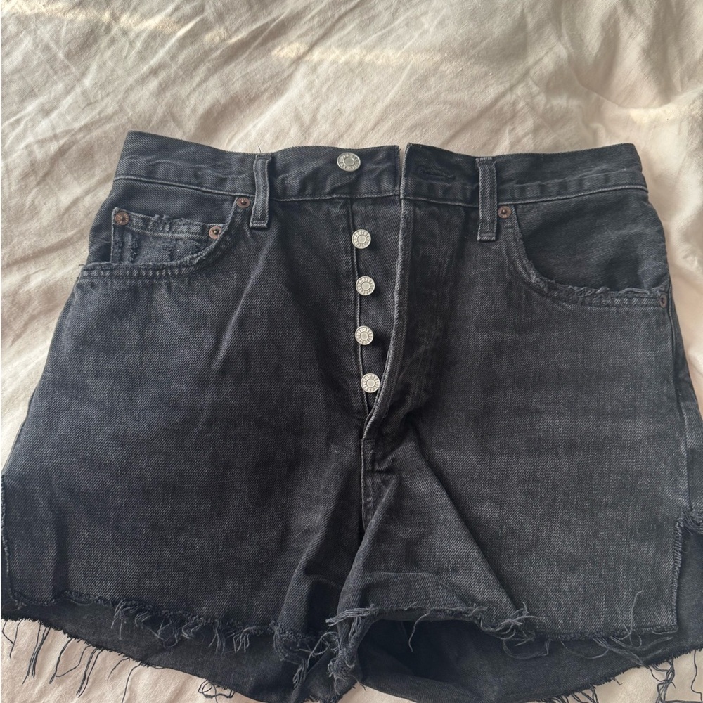 Agolde Black Jean Shorts High-Waisted Distressed